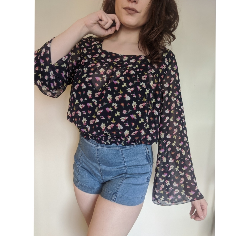 Bell Sleeve Floral Blouse by h.i.p.